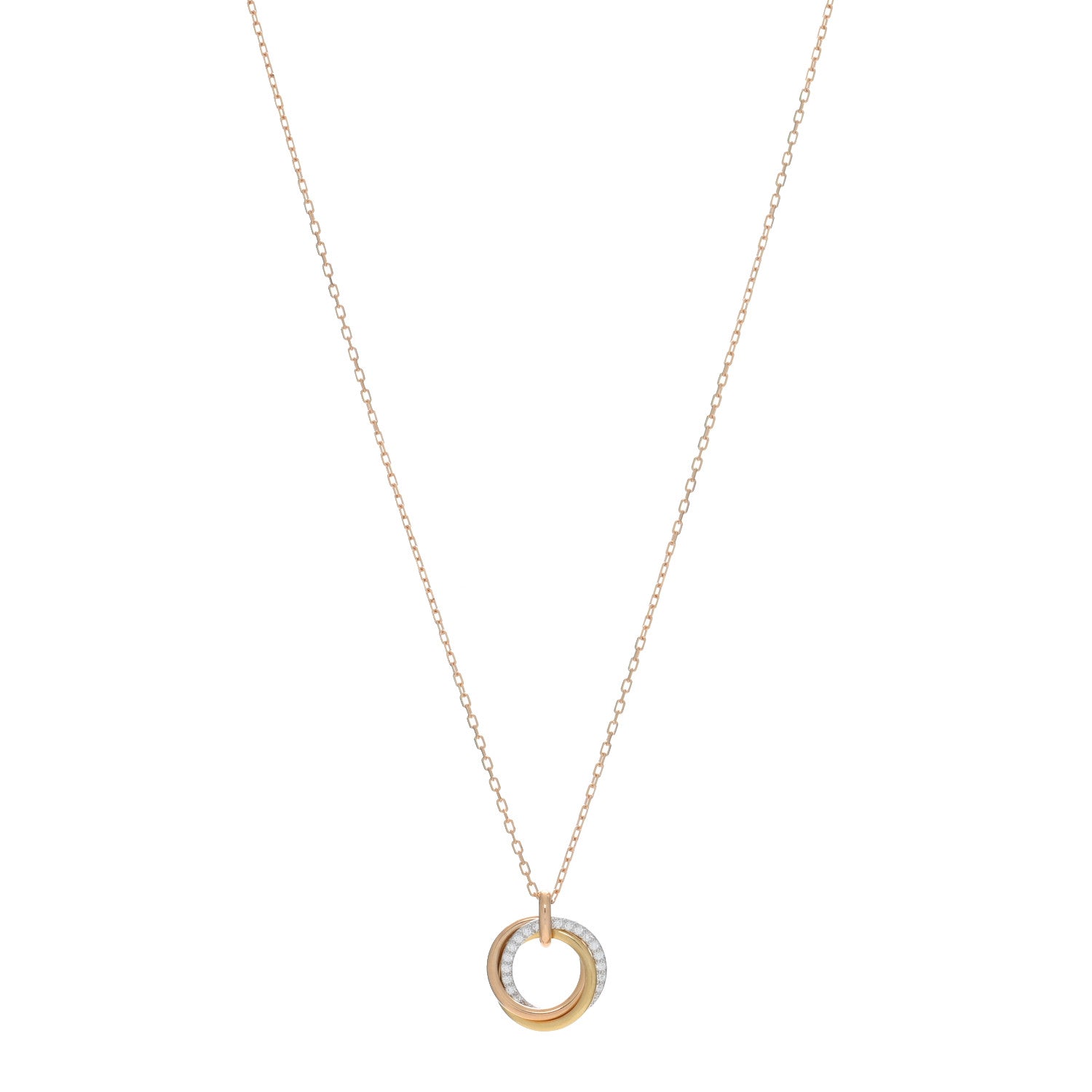 Cartier 18K Pink White Yellow Gold Diamond Trinity Pendant Necklace 1 of 5
