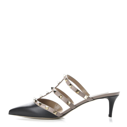 Valentino Garavani Nappa Rockstud 50mm Cage Mules 40 Black Poudre 1 of 9
