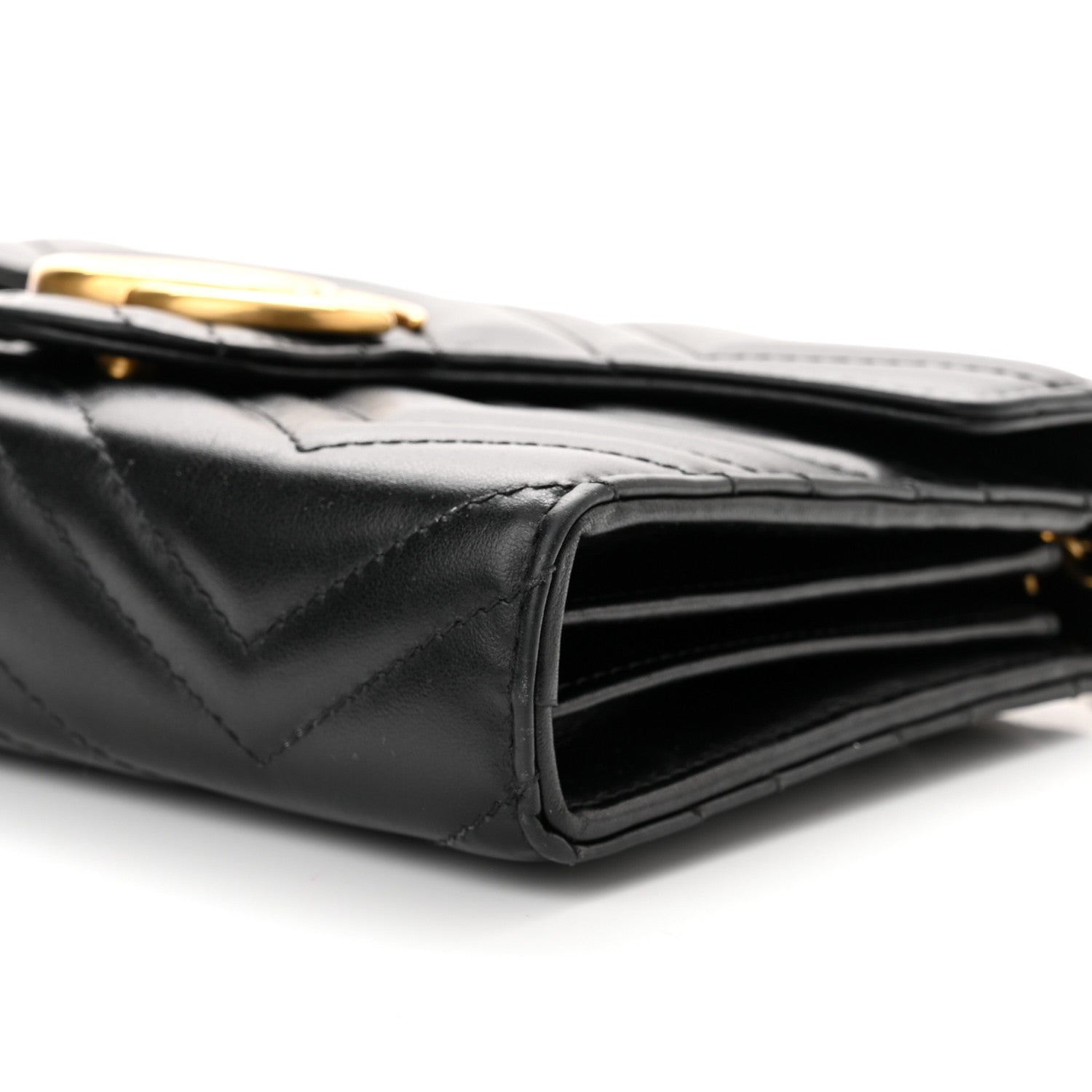 Gucci Calfskin Matelasse GG Marmont Chain Wallet Black 9 of 10