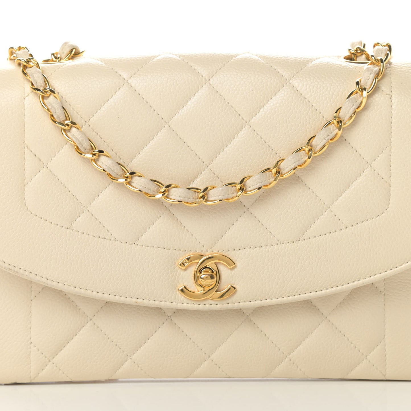 Caviar Quilted Medium Single Flap White