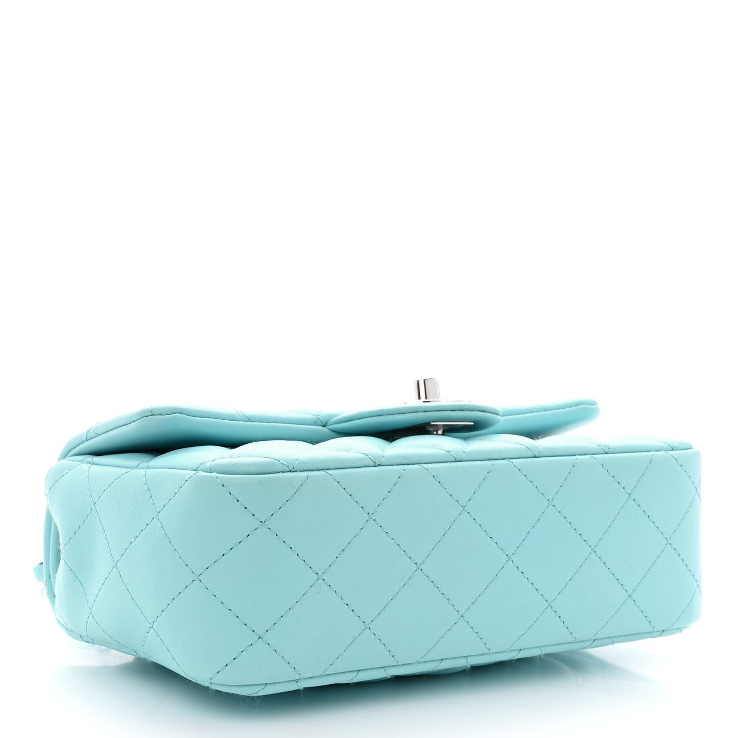 Lambskin Quilted Mini Rectangular Flap Light Blue