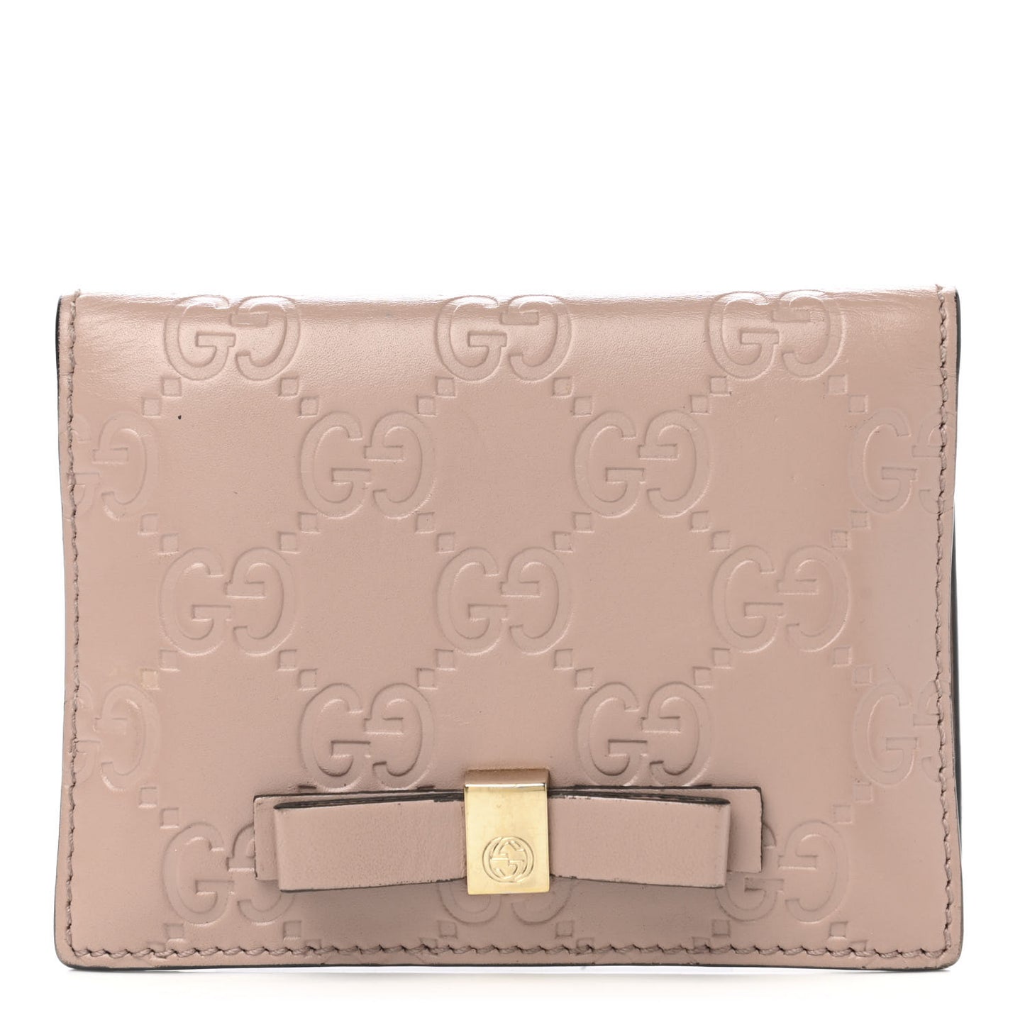 Guccissima Bow Train Pass Case Soft Pink
