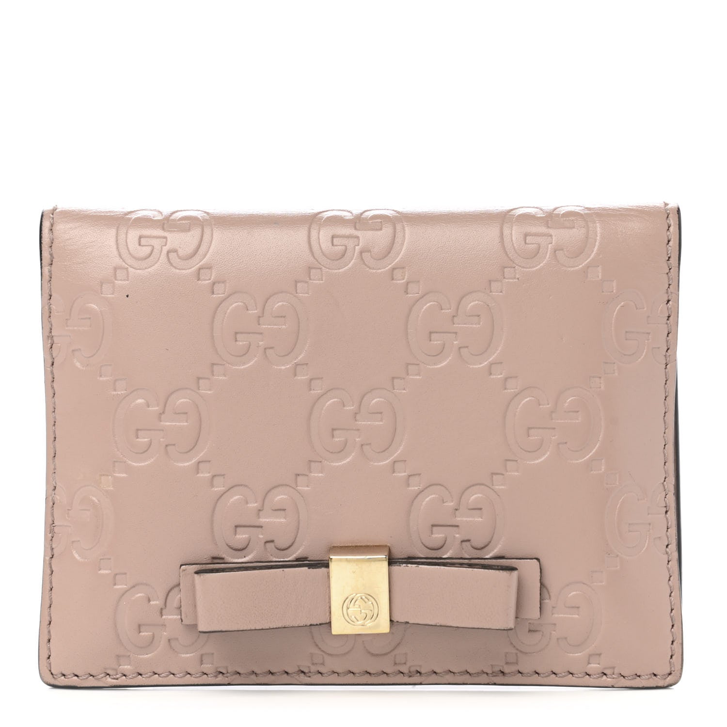 Gucci Guccissima Bow Train Pass Case Soft Pink 1 of 7