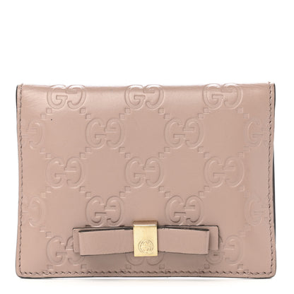 Gucci Guccissima Bow Train Pass Case Soft Pink 1 of 7