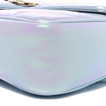 Gucci Iridescent Nappa Chevron Matelasse Small GG Marmont Shoulder Bag Iridescent Snow Light Blue 10 of 10
