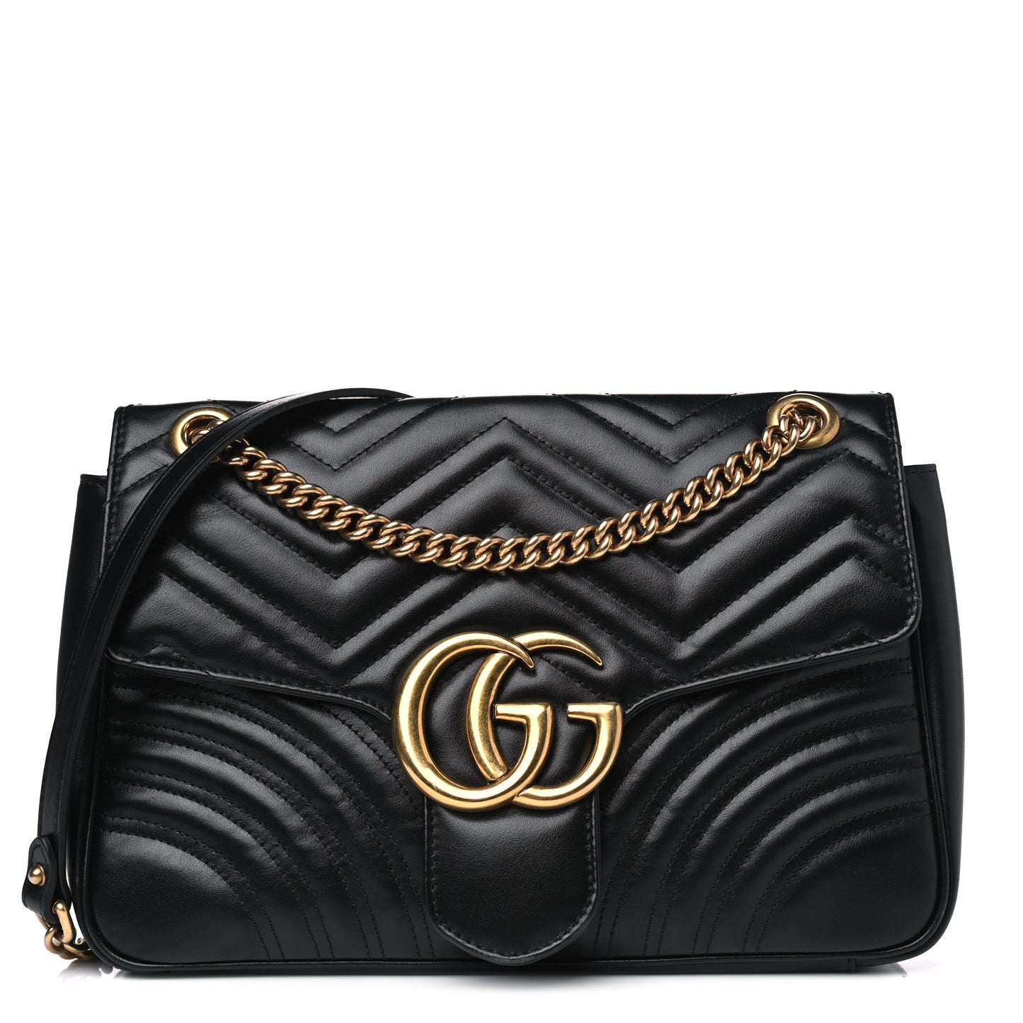 Calfskin Matelasse Medium GG Marmont Shoulder Bag Black