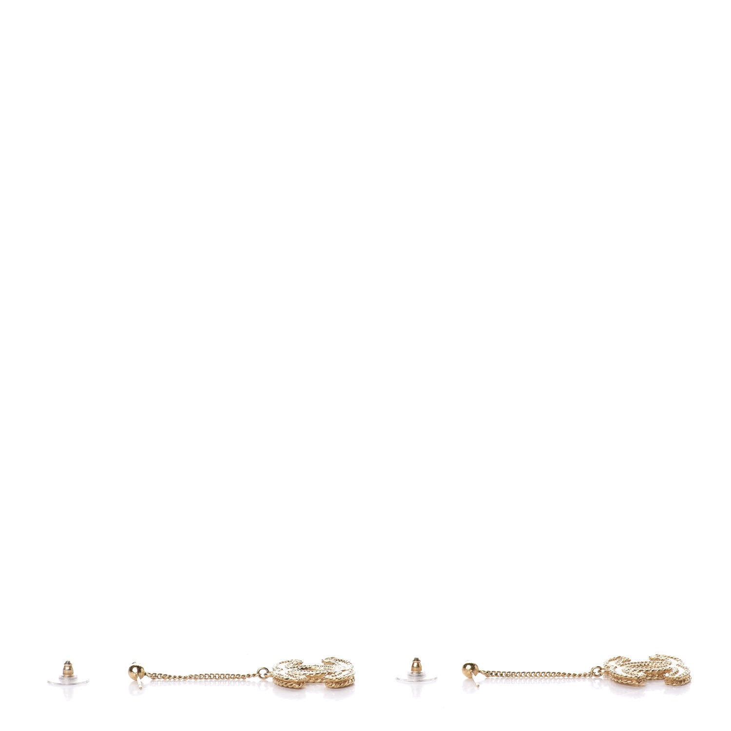 Chanel CC Drop Earrings Matte Gold 3 of 4
