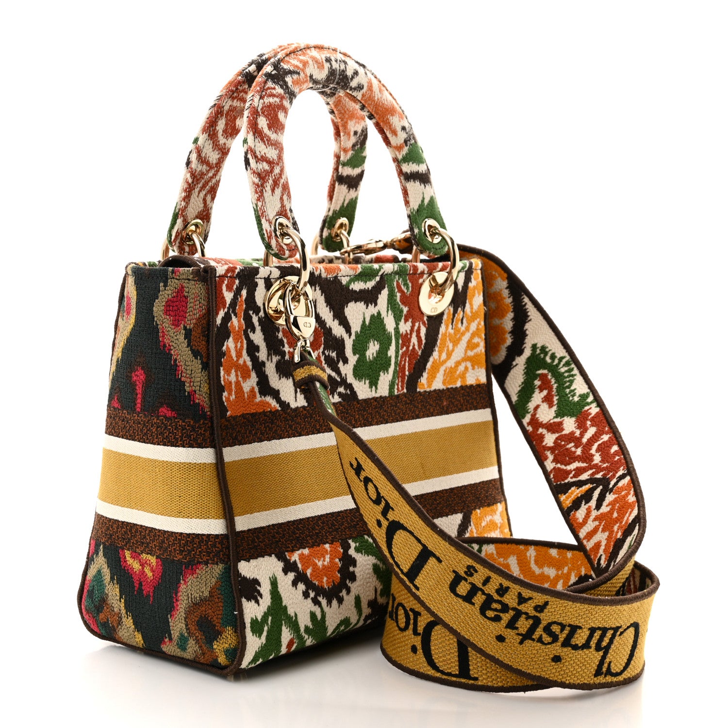 Christian Dior Canvas Embroidered Paisley Medium Lady D-Lite Multicolor 3 of 10