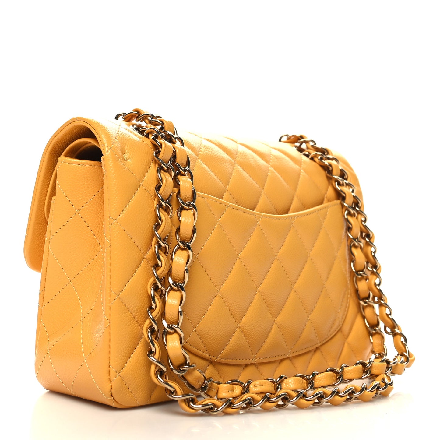 Caviar Quilted Small Double Flap Yellow