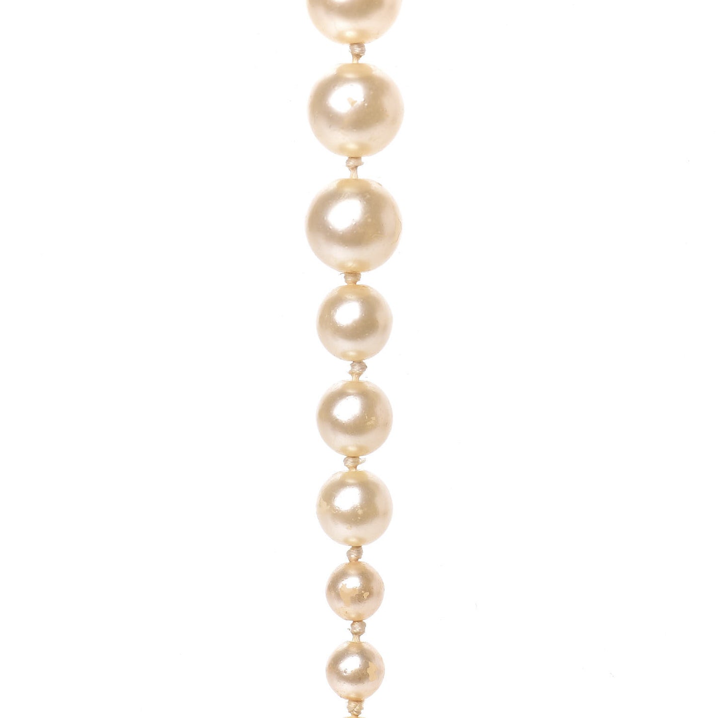 Pearl Crystal Long CC Necklace Gold