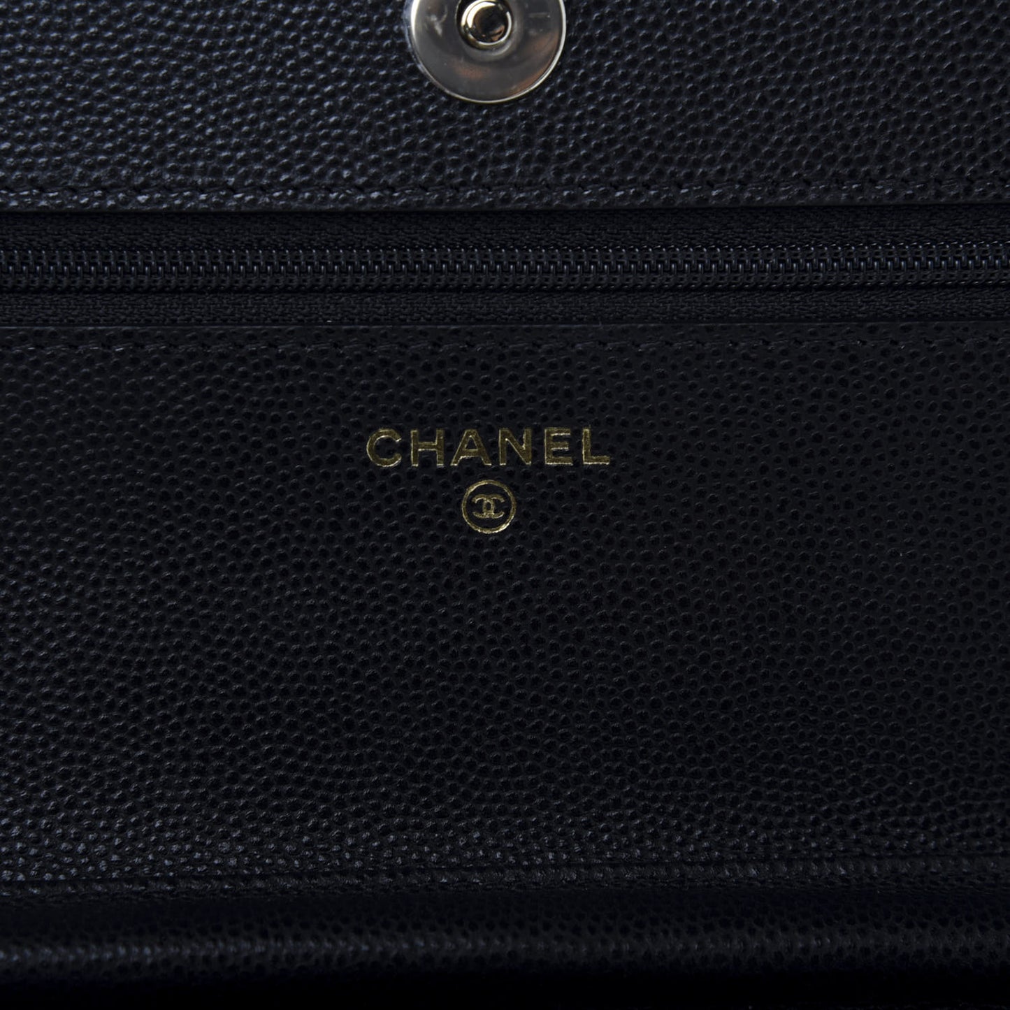 Caviar Quilted French New Wave Chain CC Wallet On Chain WOC Black