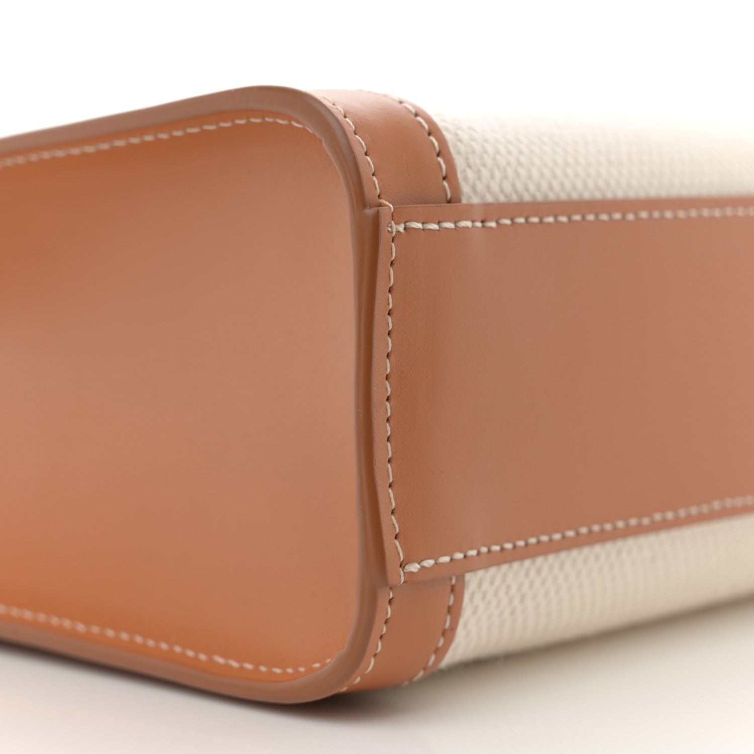 Celine Canvas Calfskin Logo Print Small Vertical Cabas Natural Tan 9 of 11