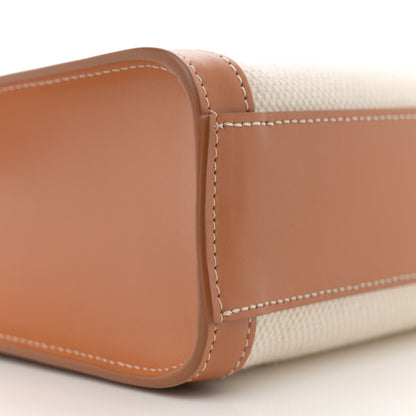 Celine Canvas Calfskin Logo Print Small Vertical Cabas Natural Tan 9 of 11