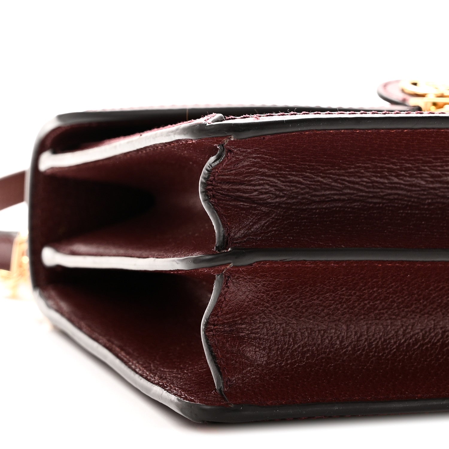 Gucci GG Supreme Monogram Textured Dollar Calfskin Web Small Ophidia Padlock Top Handle Bag Bordeaux 9 of 10