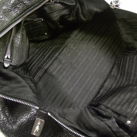 Prada Cervo Lux Chain Shoulder Bag Black 7 of 12