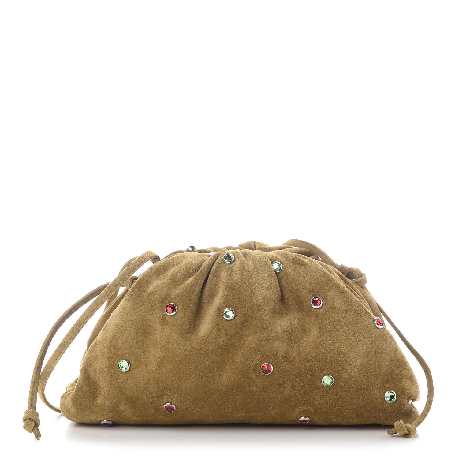 Bottega Veneta Suede Crystal Embellished The Mini Pouch Brown 1 of 7