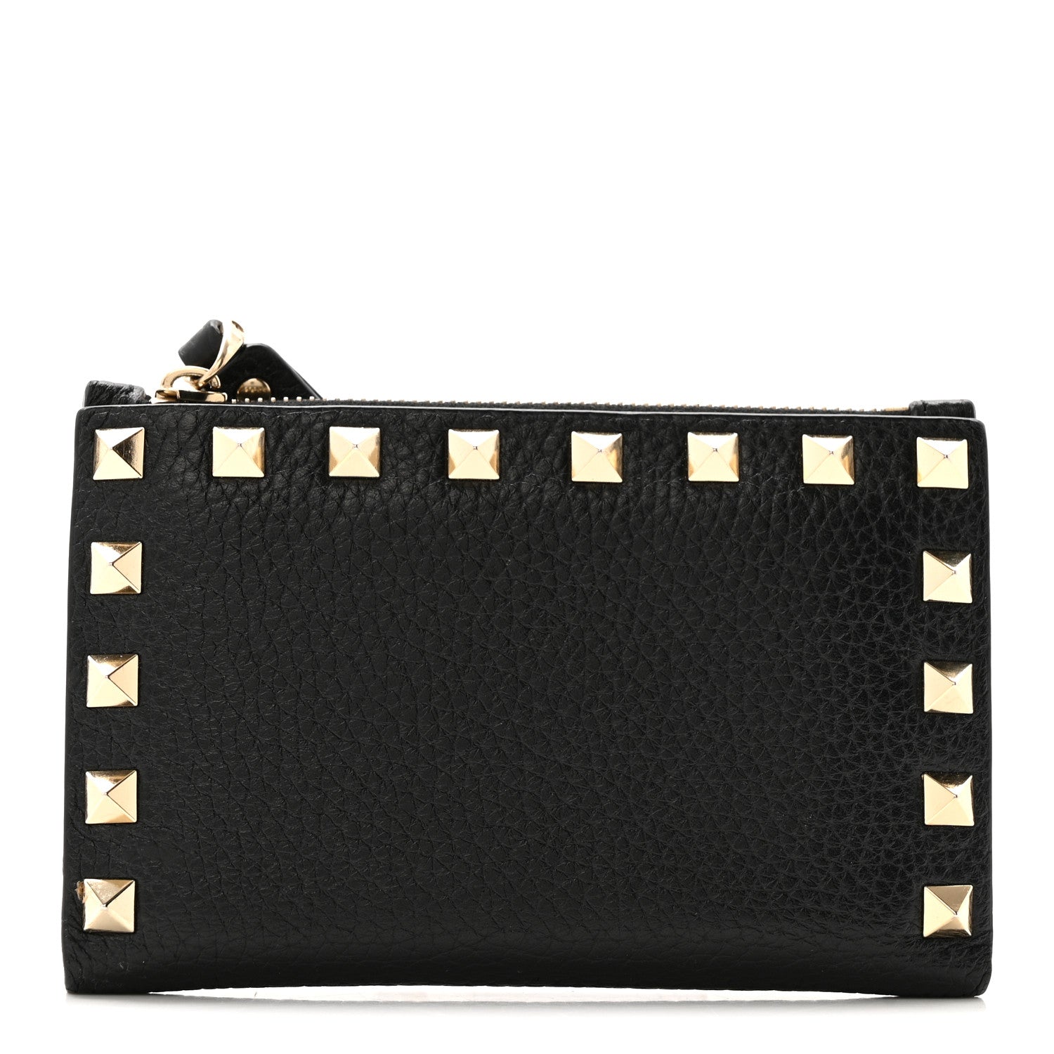 Valentino Garavani Pebbled Calfskin Rockstud Coin Case Card Holder Black 2 of 20