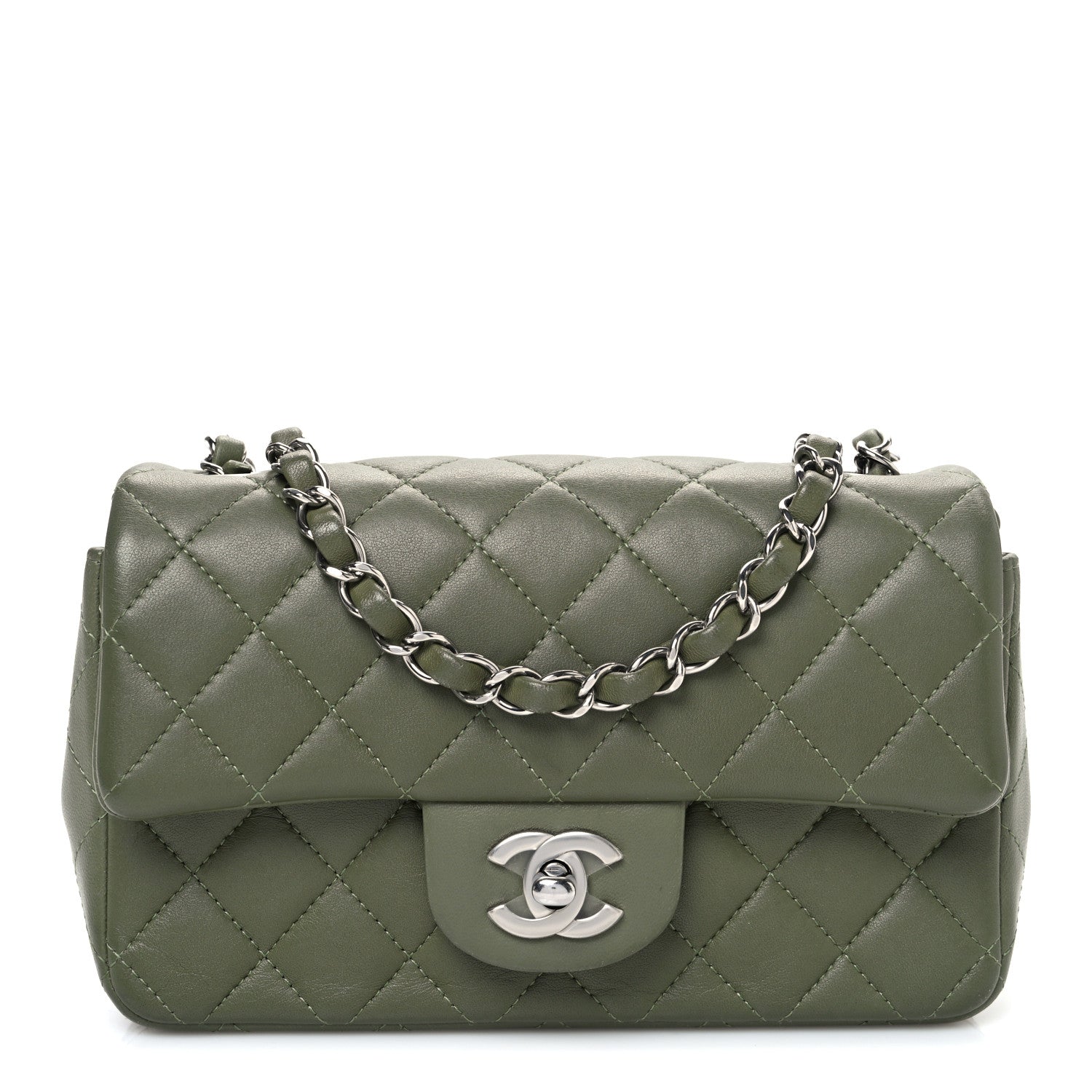 Chanel Lambskin Quilted Mini Rectangular Flap Green 1 of 10
