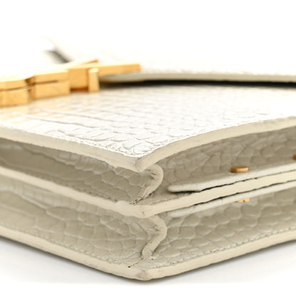 Saint Laurent Calfskin Crocodile Embossed Monogram Cassandra Clasp Bag Crema Soft 10 of 14