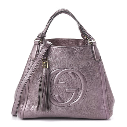 Gucci Metallic Pebbled Calfskin Small Soho Shoulder Bag Purple 1 of 8