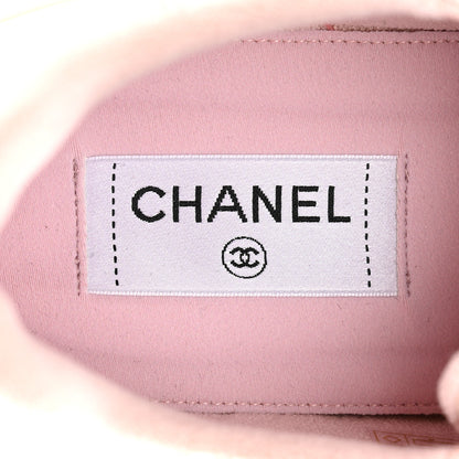 Chanel Grained Calfskin Fabric Womens Logo Sneakers 39 White Light Pink 6 of 7