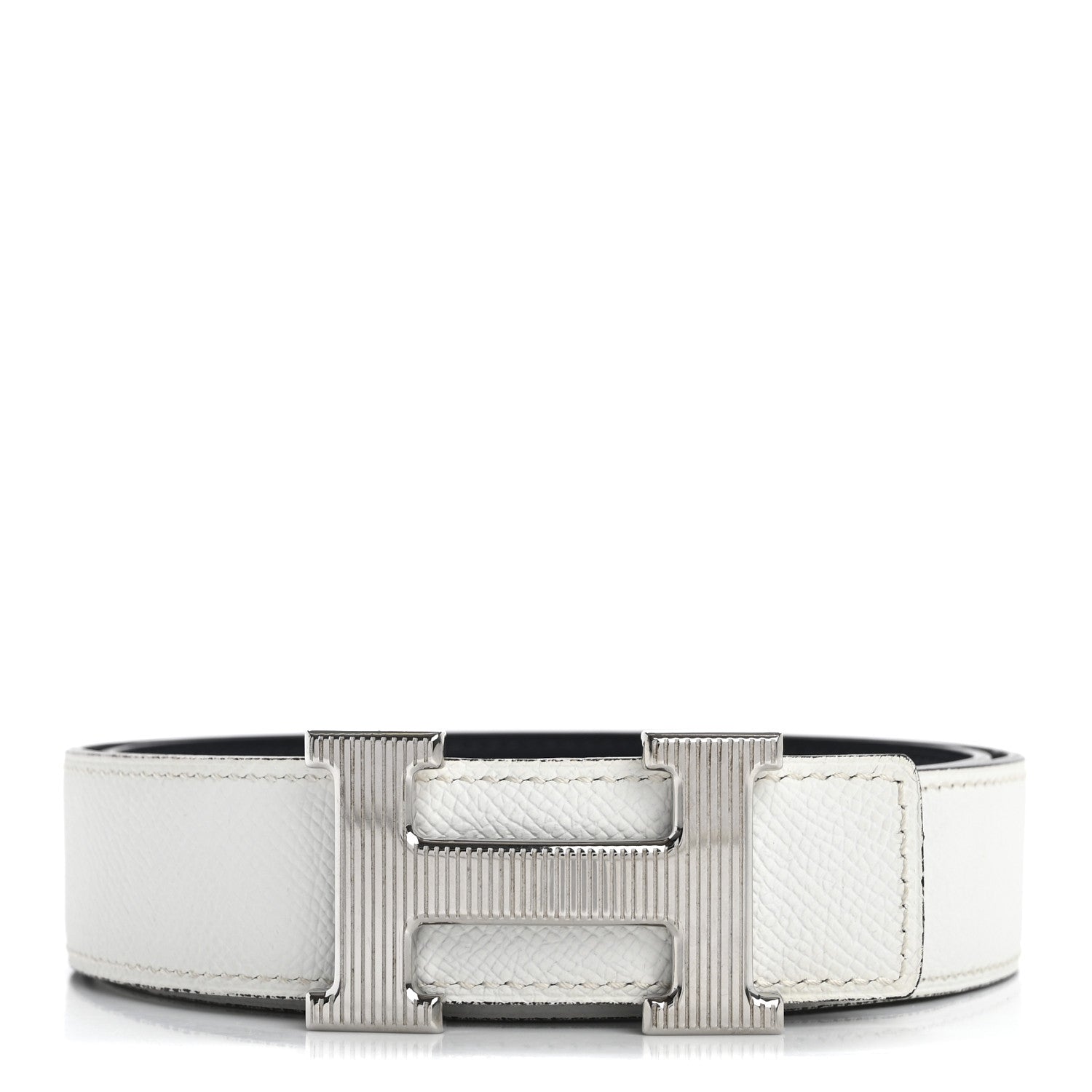 Hermes Epsom Box 32mm Strie H Belt 80 32 White Bleu Indigo 1 of 8