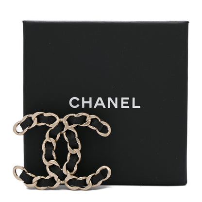 Chanel Lambskin Chain CC Brooch Black Gold 4 of 4