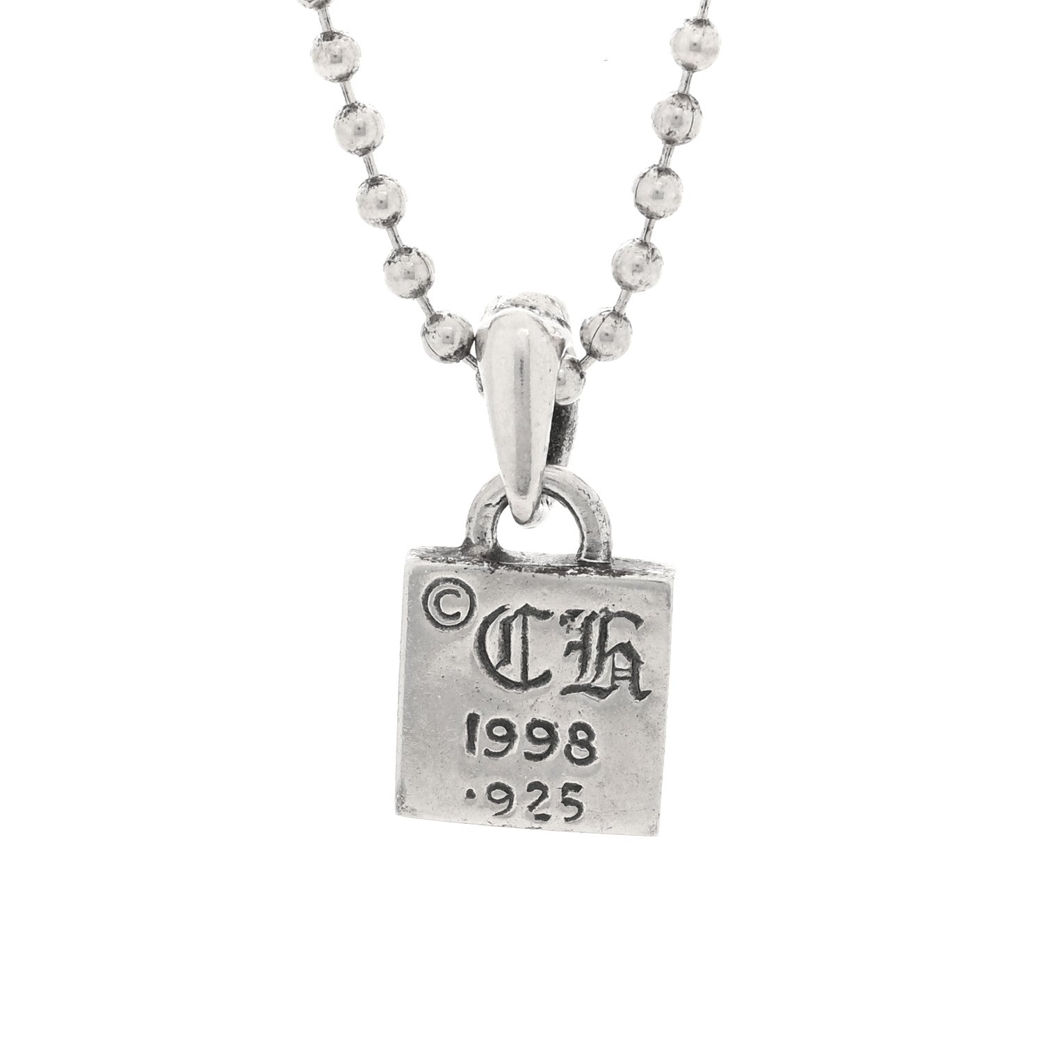 Chrome Hearts Sterling Silver Framed Heart Pendant Necklace 4 of 5