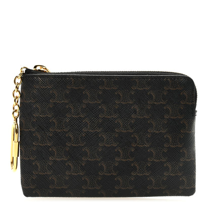 Celine Triomphe Canvas Coin and Card Pouch With Hook Black 1 of 6
