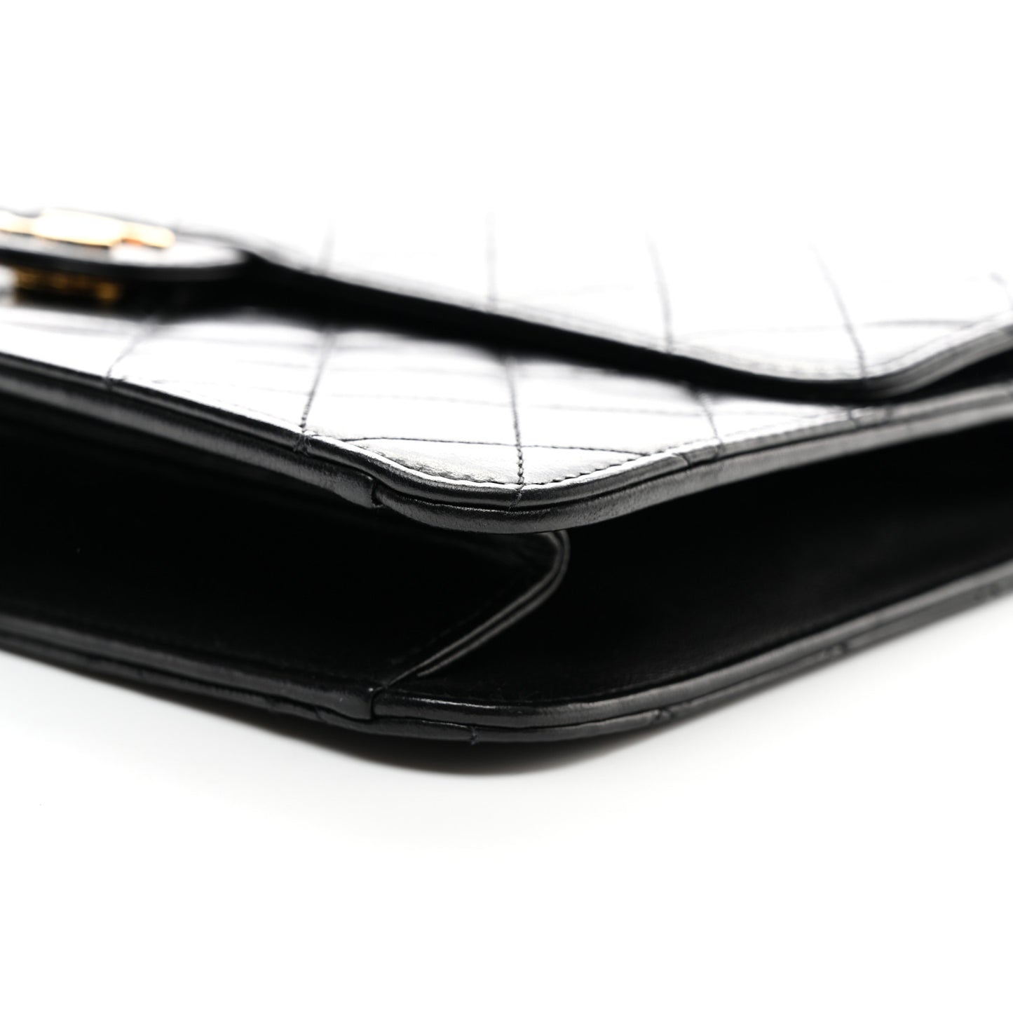 Lambskin Quilted Medium Single Flap Black