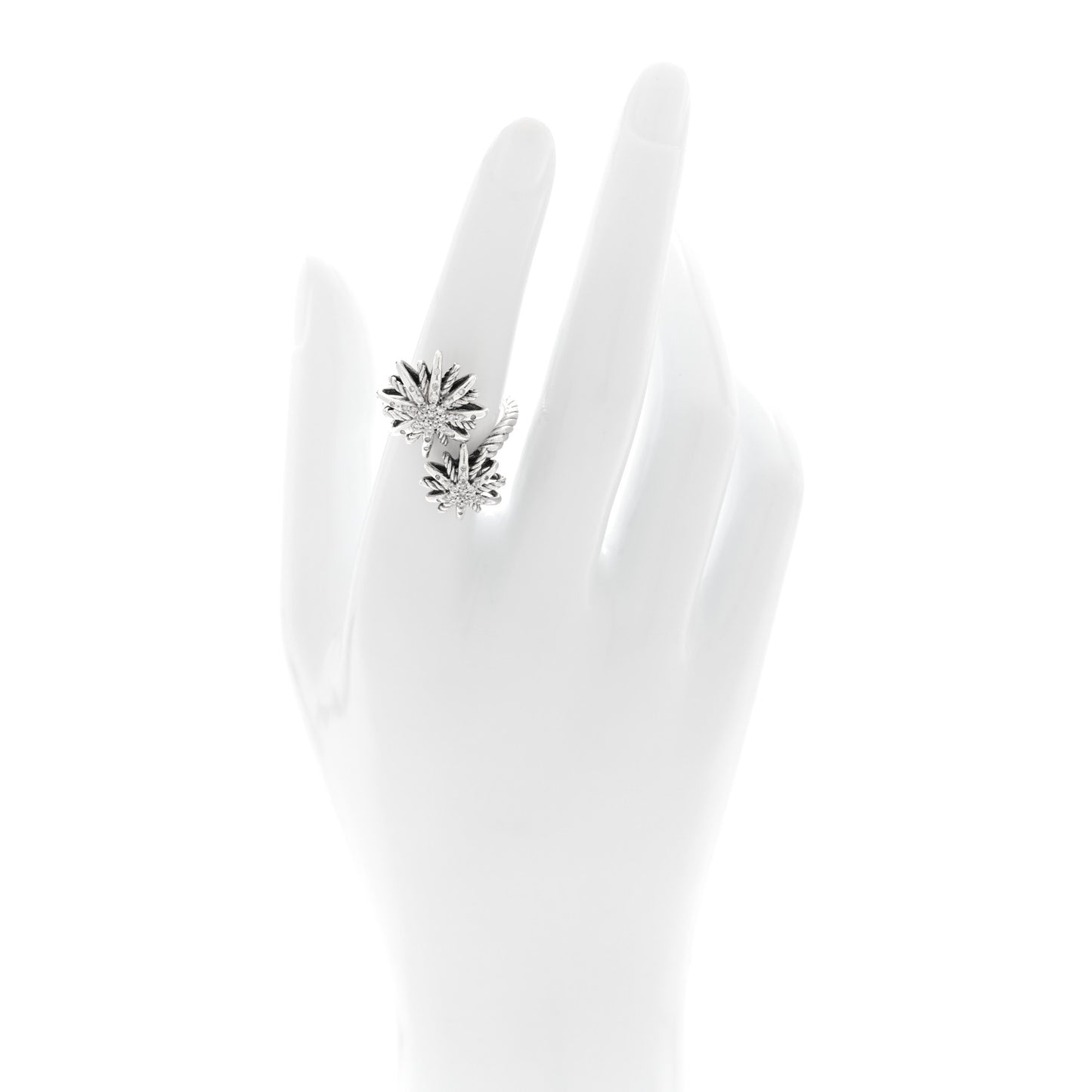 Sterling Silver Diamond 28mm Open Starburst Ring 52 6