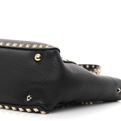 Valentino Garavani Grained Calfskin Small Rockstud Tote Black 9 of 10