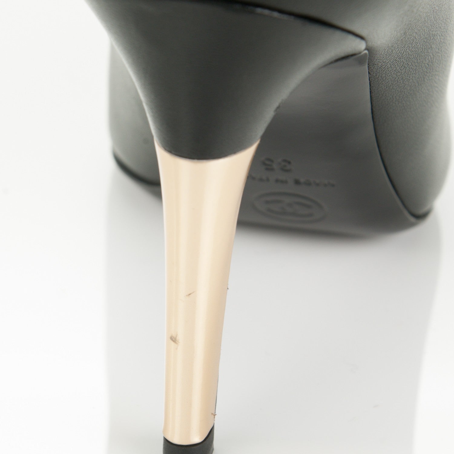 Chanel Lambskin Patent Cap Toe CC Pumps 35 Black 8 of 11