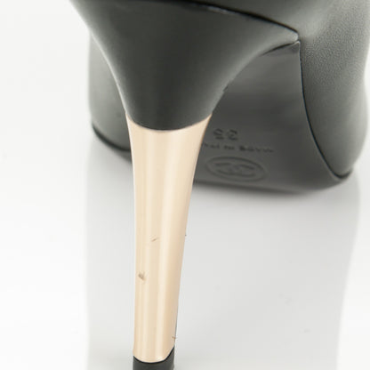 Chanel Lambskin Patent Cap Toe CC Pumps 35 Black 8 of 11