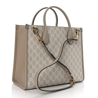 Gucci GG Supreme Monogram Textured Dollar Calfskin Small Retro Interlocking G Tote Bag Beige Mystic White Oatmeal 2 of 8