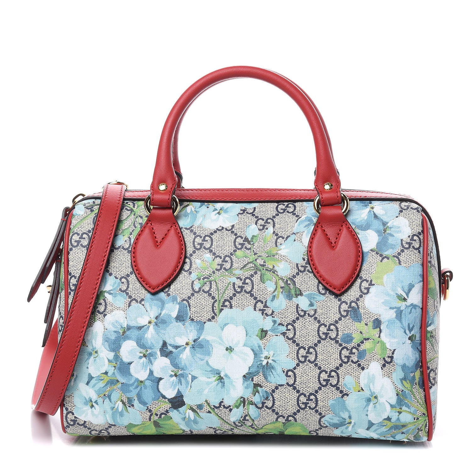 Gucci GG Supreme Monogram Blooms Small Boston Beige Blue Navy Hibiscus Red 1 of 10
