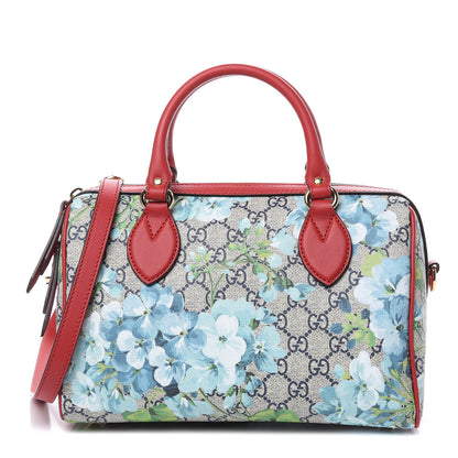 Gucci GG Supreme Monogram Blooms Small Boston Beige Blue Navy Hibiscus Red 1 of 10