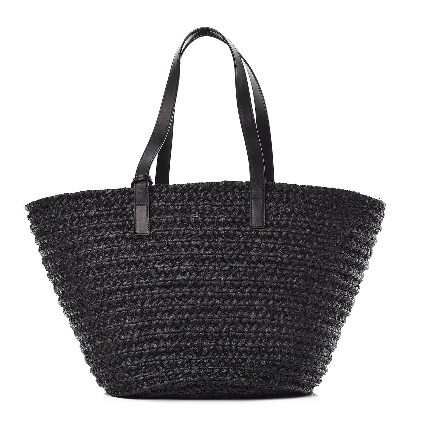 Raffia Medium Panier Bag Black