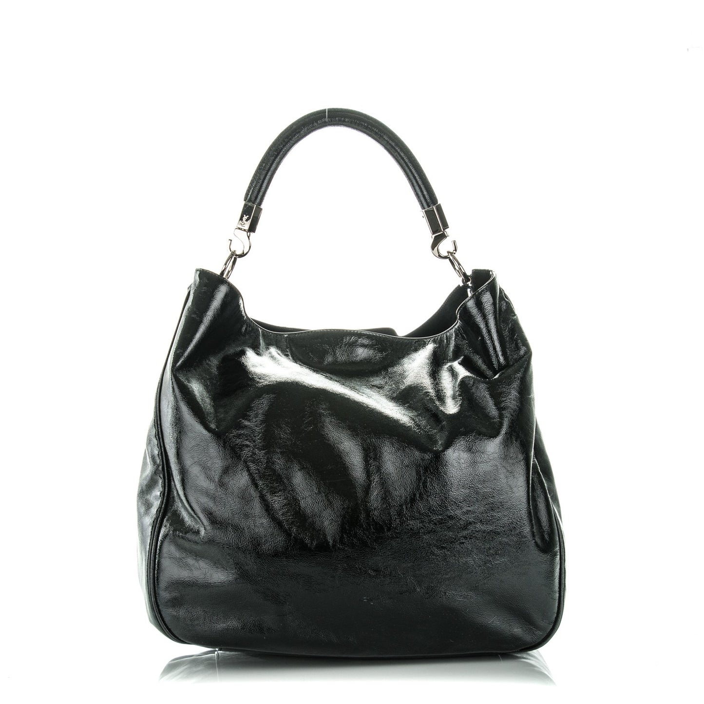 Textured Patent Large Roady Hobo Black