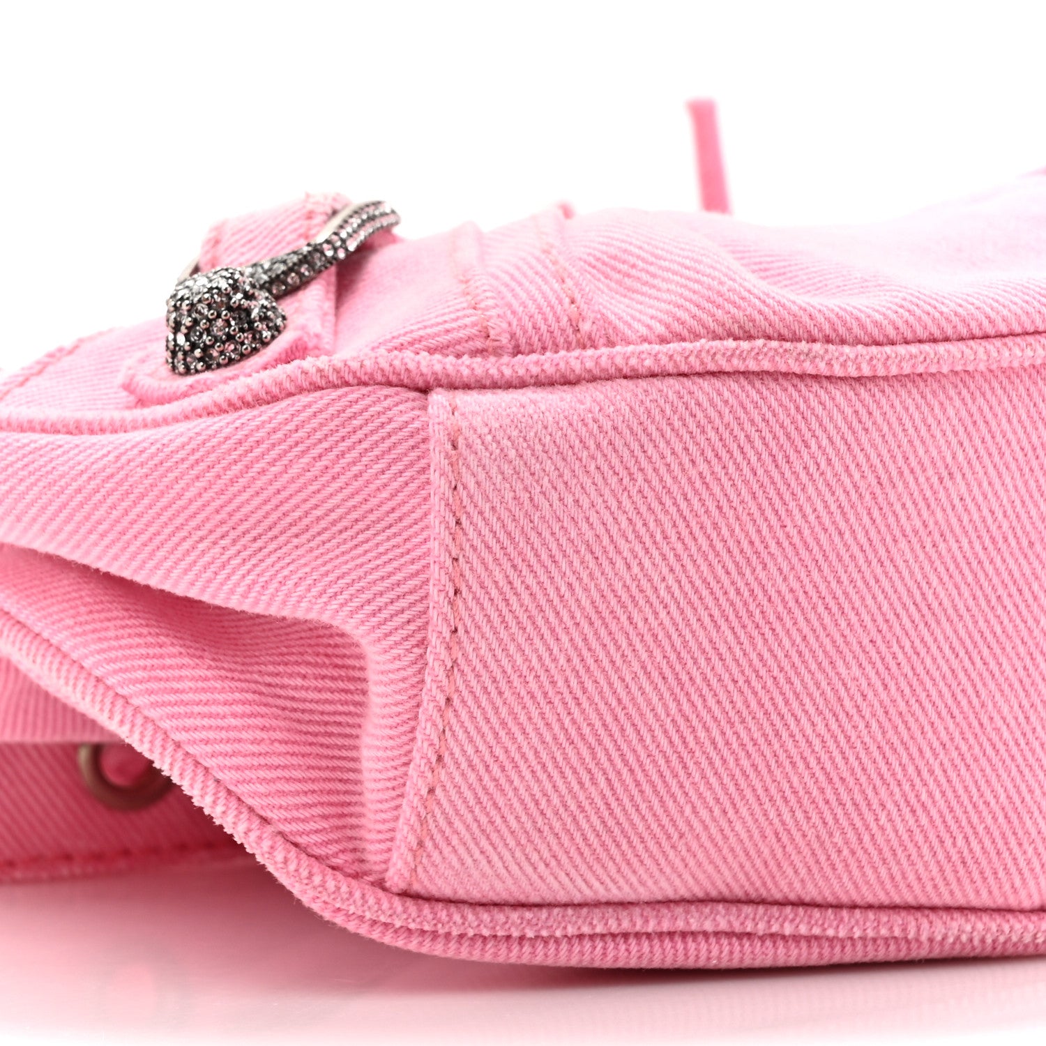 Balenciaga Washed Frayed Denim Crystal Le Cagole Shoulder Bag XS Denim Pink 10 of 10