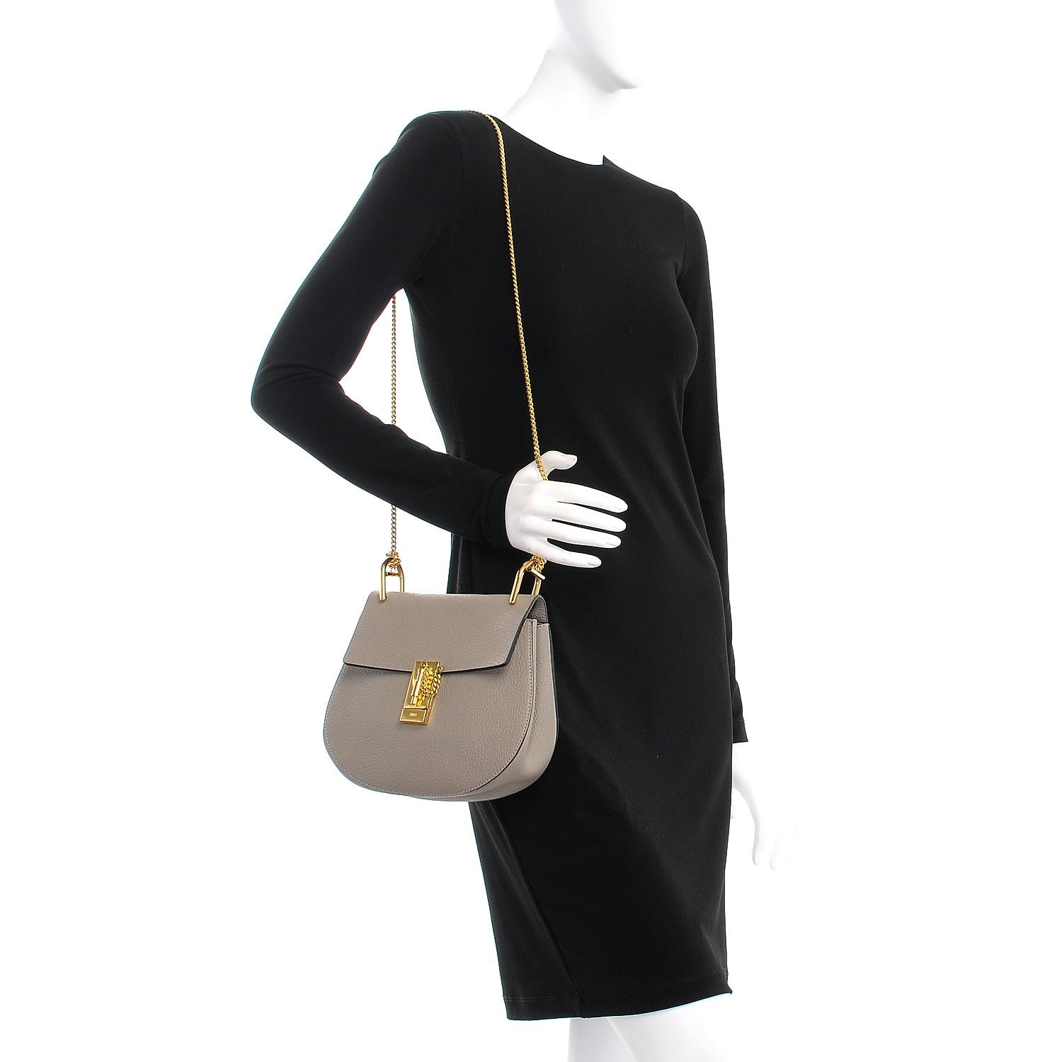 Chloe Grained Lambskin Drew Shoulder Bag Motty Grey 2 of 10