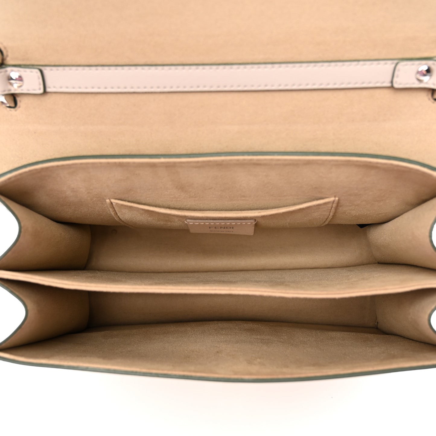 Vitello Liberty Scalloped Studded Kan I Shoulder Bag Grigio Polvere