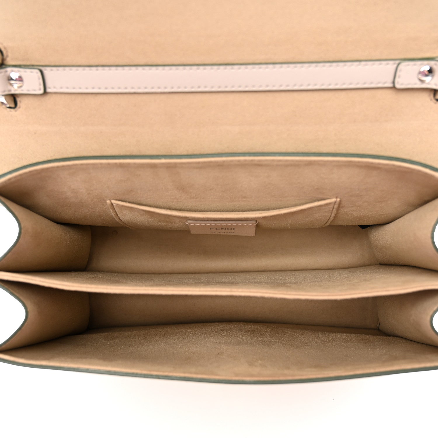 Fendi Vitello Liberty Scalloped Studded Kan I Shoulder Bag Grigio Polvere 5 of 12