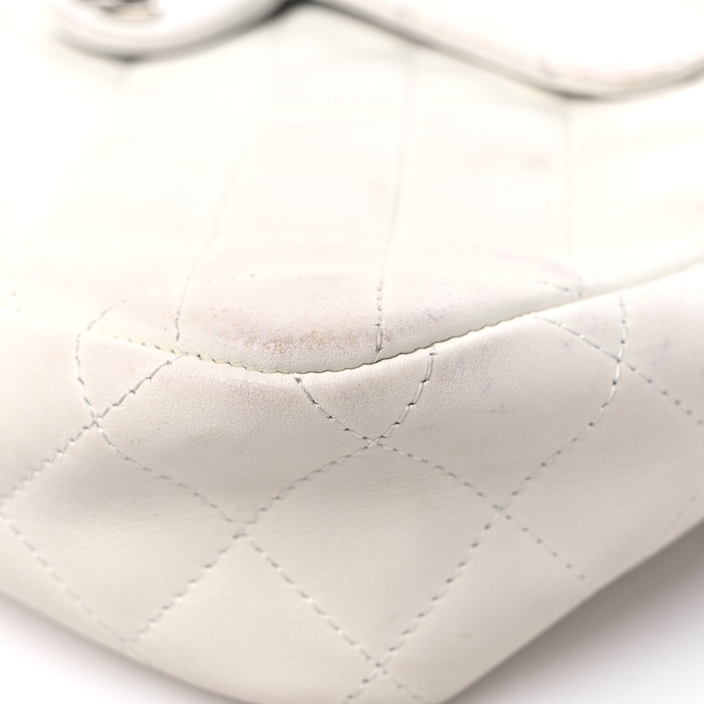 Calfskin Python Quilted Cambon Camera Case White