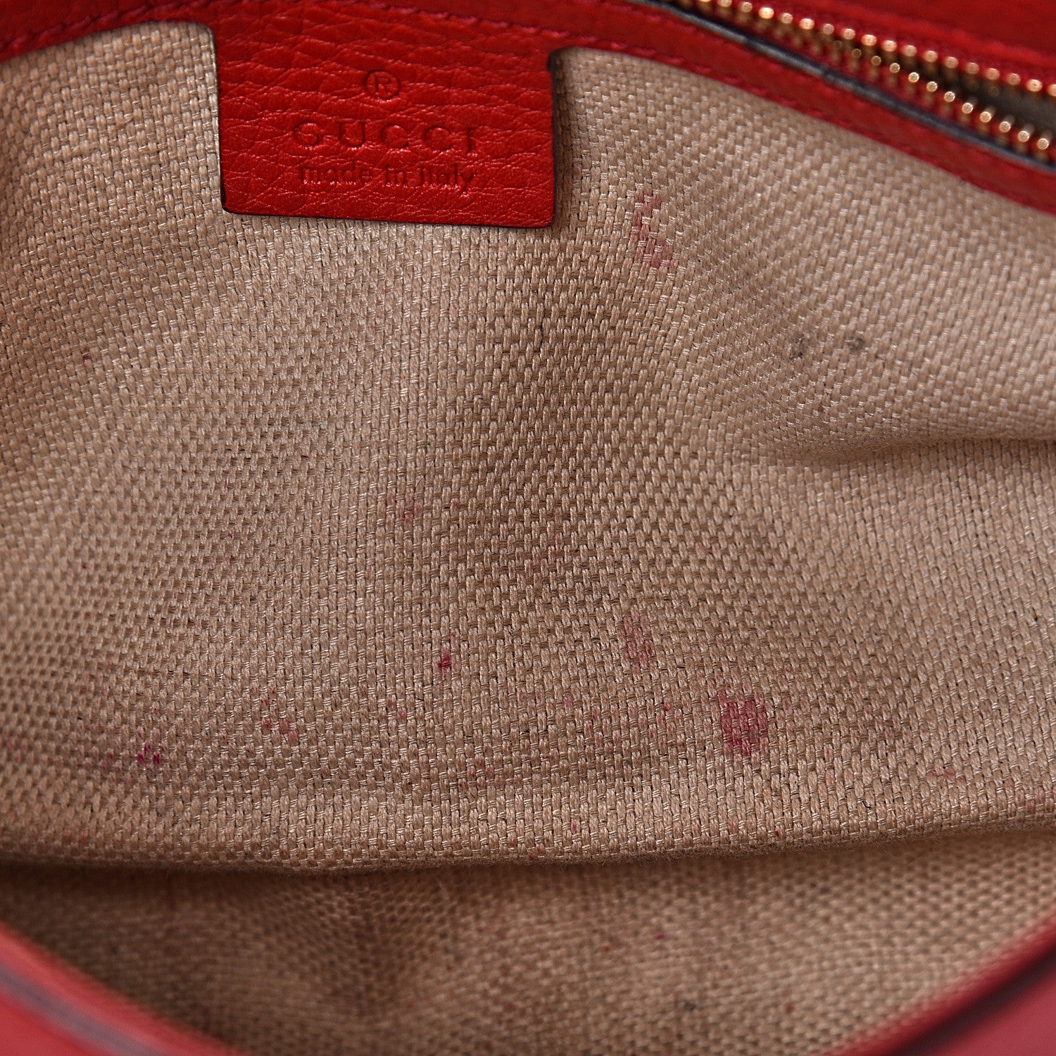 Gucci Pebbled Calfskin Medium Soho Flap Crossbody Tabasco Red 9 of 24