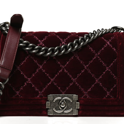 Chanel Velvet Tweed Quilted Medium Boy Flap Burgundy 8 of 10