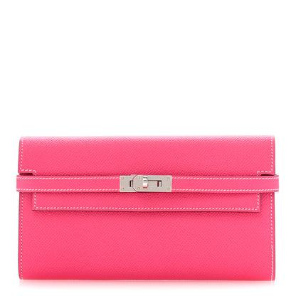 Hermes Epsom Kelly Longue Wallet Rose Tyrien 1 of 10