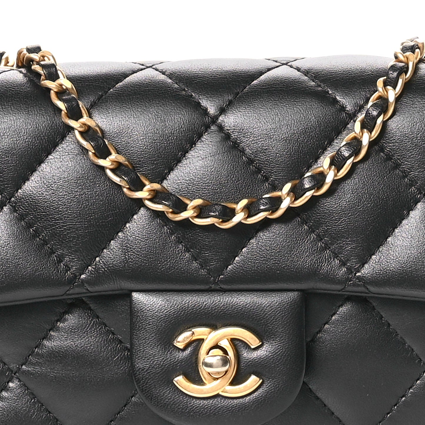 Lambskin Quilted Mini Heart Charms Flap Black
