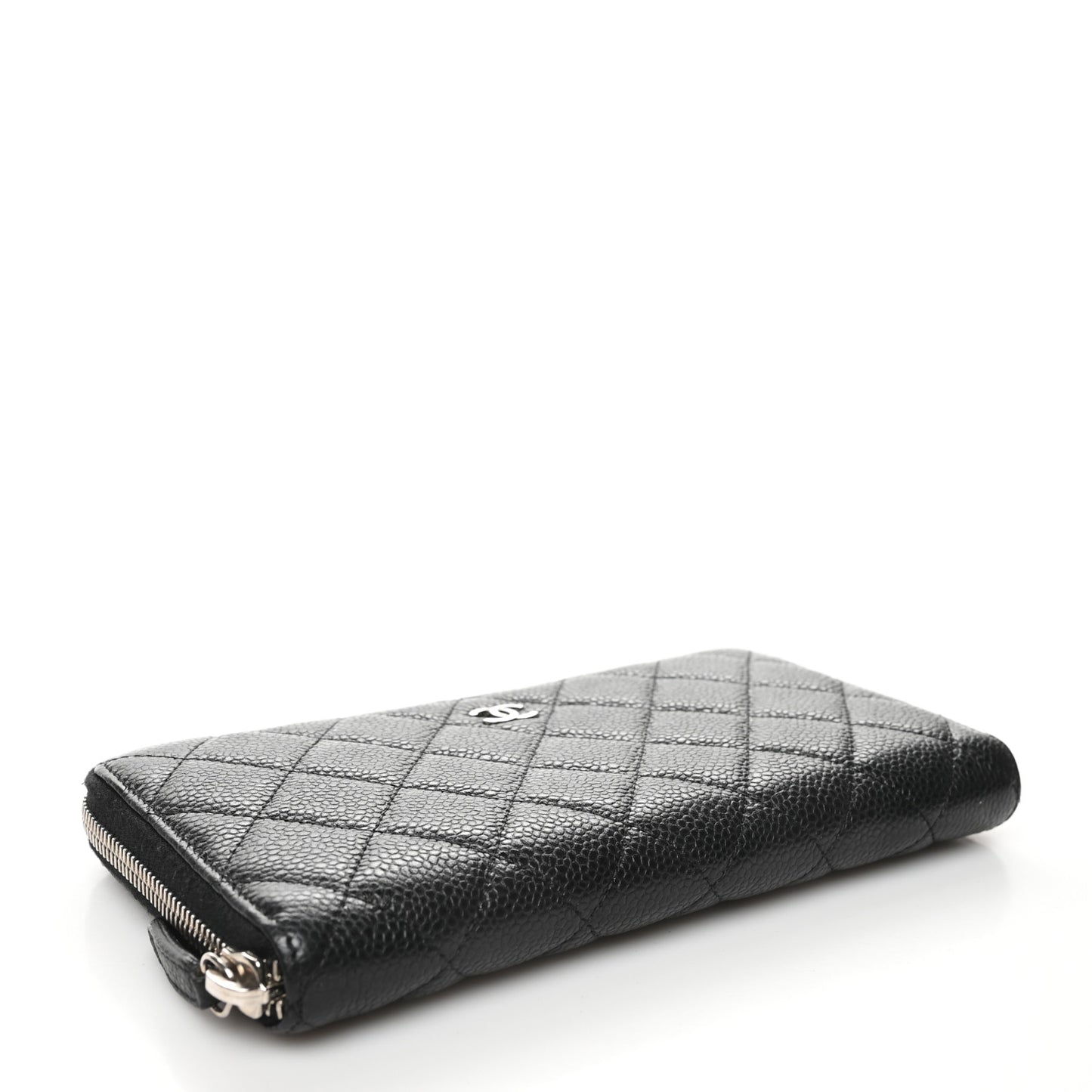 Caviar Quilted Large Gusset Zip Around Wallet Black