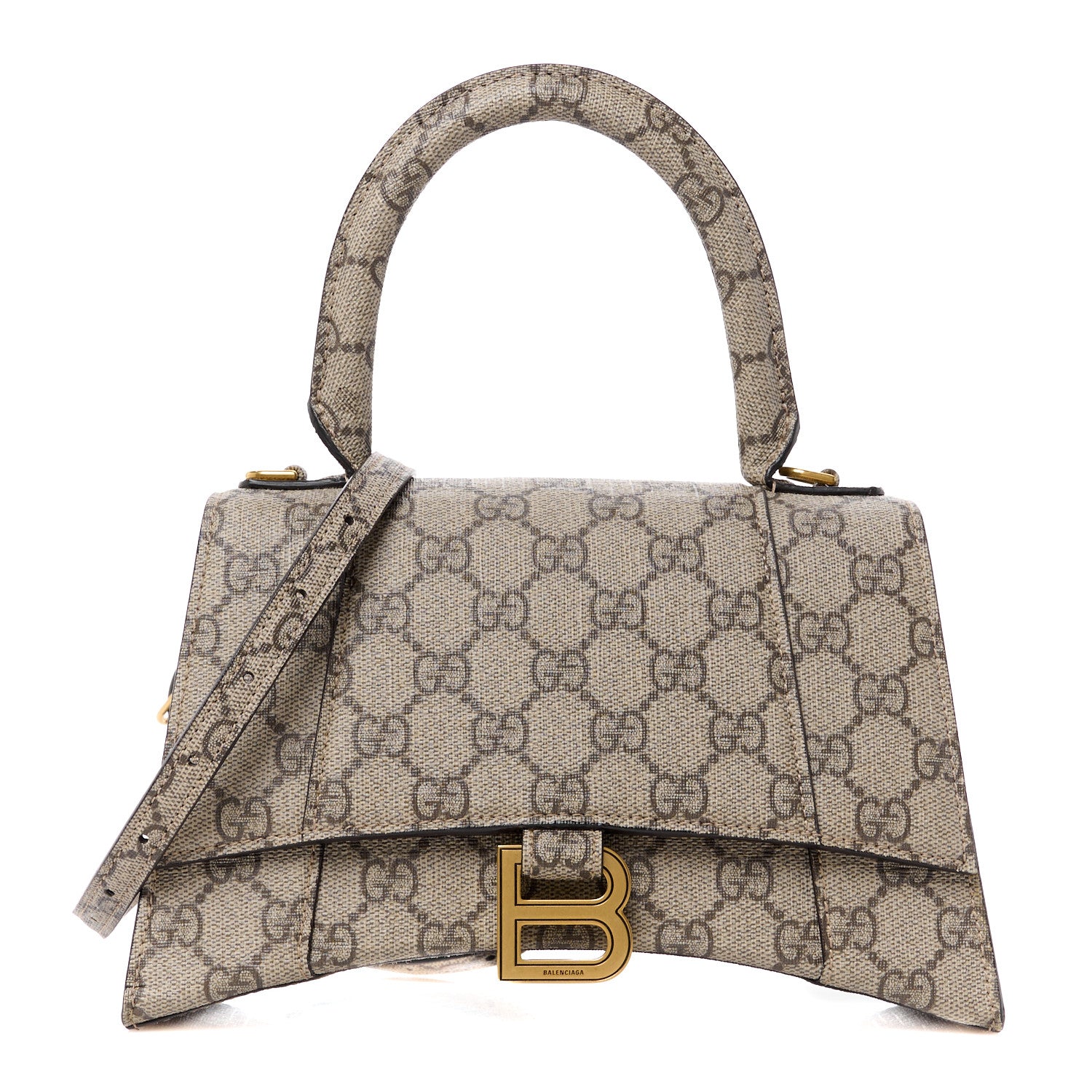 Balenciaga X GUCCI GG Supreme Monogram Small Hourglass Top Handle Bag Beige Ebony 1 of 11